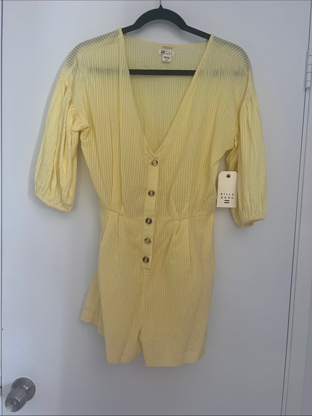 Billabong Light Yellow Button-Front Women's Romper